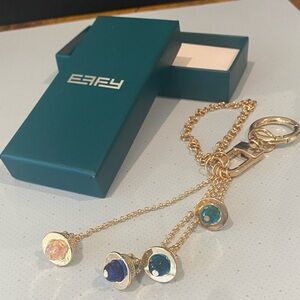 NIB Effy Bells Handbag Gold Bag Charms. Keychain, chain and set of four bells.
